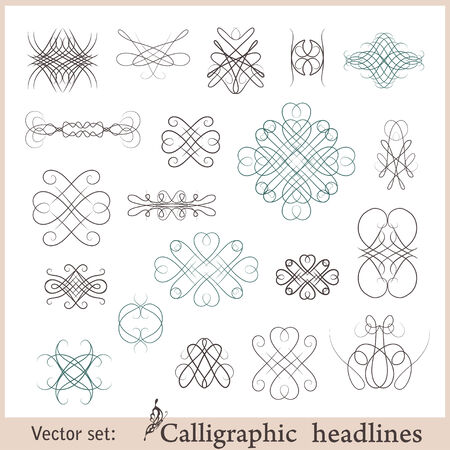 set of calligraphic vintage design elements.のイラスト素材