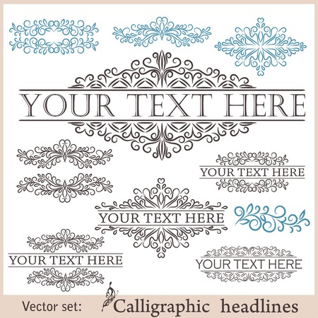 set of calligraphic vintage design elements.のイラスト素材