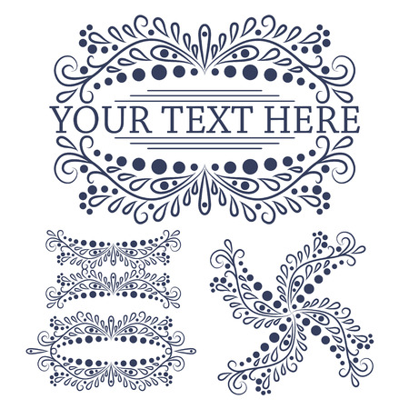 set of calligraphic vintage design elements.のイラスト素材