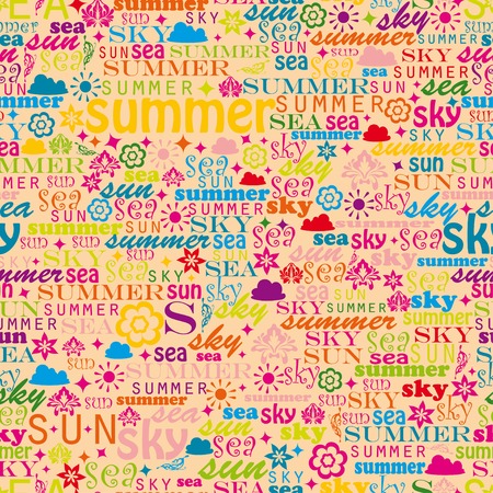Abstract colorful image made from words which relate with summer and holidayのイラスト素材
