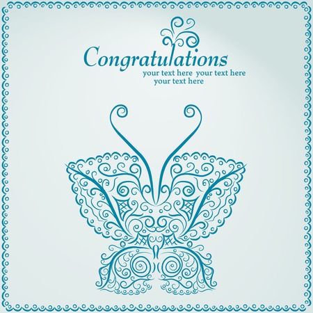 Invitation vintage card with floral elements. Vector illustrationのイラスト素材