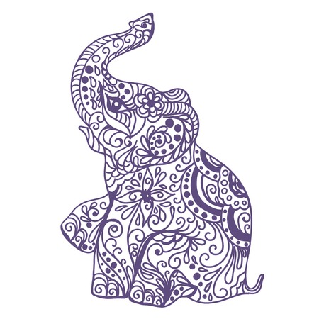 Invitation vintage card with elephant. Vector illustrationのイラスト素材