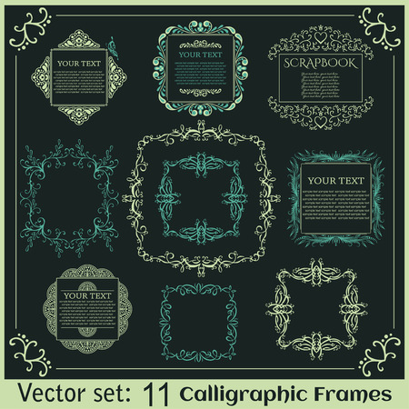 Set of Vintage calligraphic frames. Vector illustration.のイラスト素材