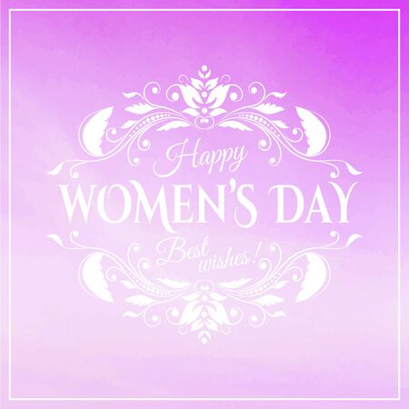 Happy Womens Day. 8 March  on unfocused floral background. Vector illustrationのイラスト素材