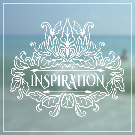 Calligraphic frame for your lettering on unfocused sea background. Vector illustrationのイラスト素材