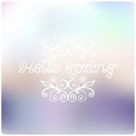 Set of Spring quotes on unfocused colorful background. Vector illustrationのイラスト素材
