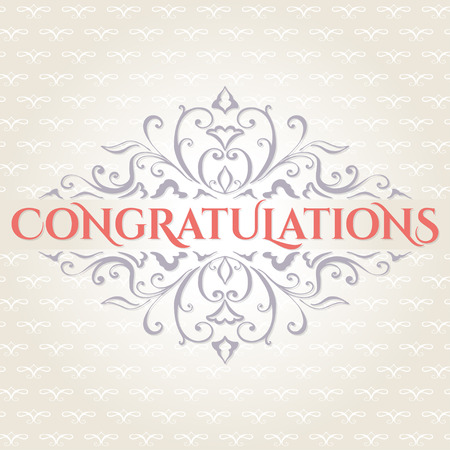 Vector vintage card with floral ornament design. Congratulationsのイラスト素材