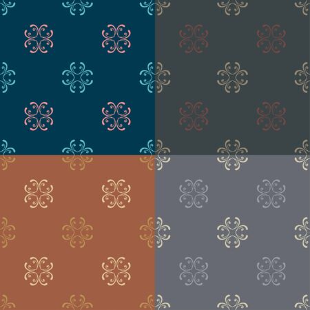 Set of Seamless with abstract colorful floral patterns. Vector illustrationのイラスト素材