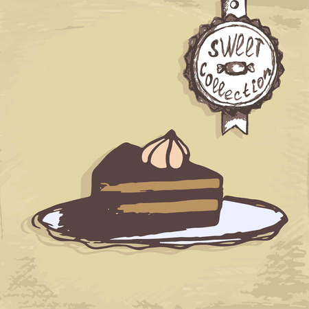 Sweet collection of didderent cakes. Vector illustrationのイラスト素材