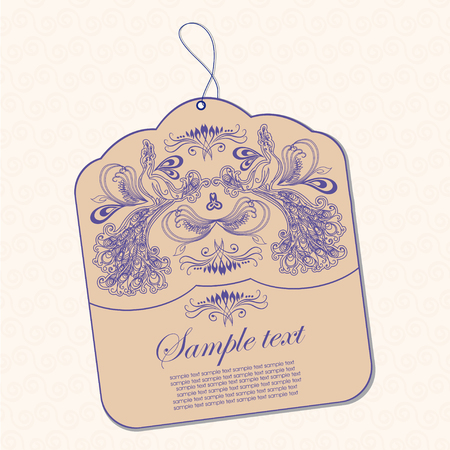 Vintage tag with peacock for sale. Vector illustrationのイラスト素材