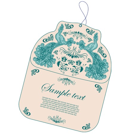 Vintage tag with peacock for sale. Vector illustrationのイラスト素材