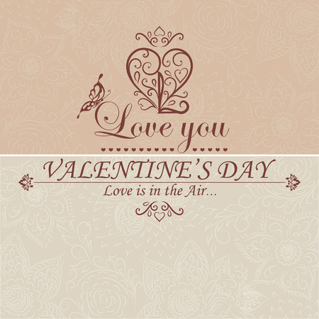 Valentines Day type text calligraphic headline with love. Vectorのイラスト素材