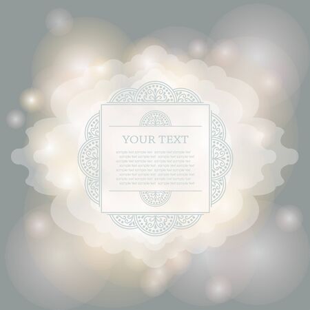 Calligraphic frame on magical lights background. Vector illustrationのイラスト素材