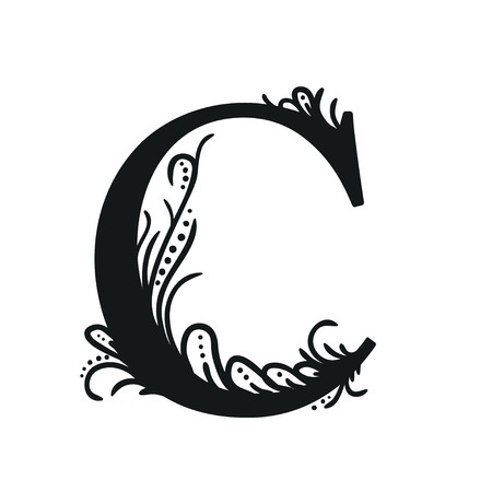 Set of Isolated stylized calligraphic illustrations. ABCのイラスト素材