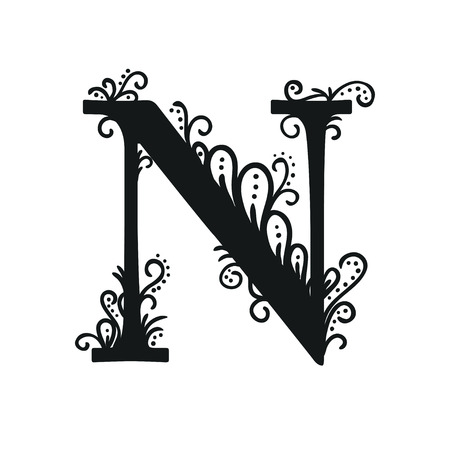 Set of Isolated stylized calligraphic illustrations. ABCのイラスト素材