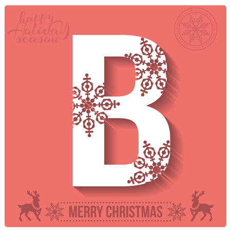 Set of Christmas stylized alphabet and numbers with snowflakes. Vector illustrationのイラスト素材
