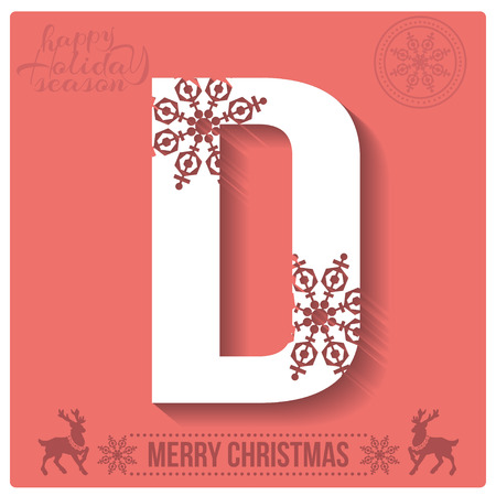 Set of Christmas stylized alphabet and numbers with snowflakes. Vector illustrationのイラスト素材