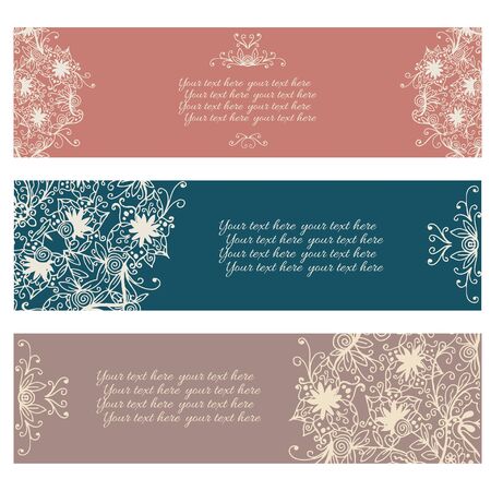 Set of three abstract floral banners. Vector illustration.のイラスト素材