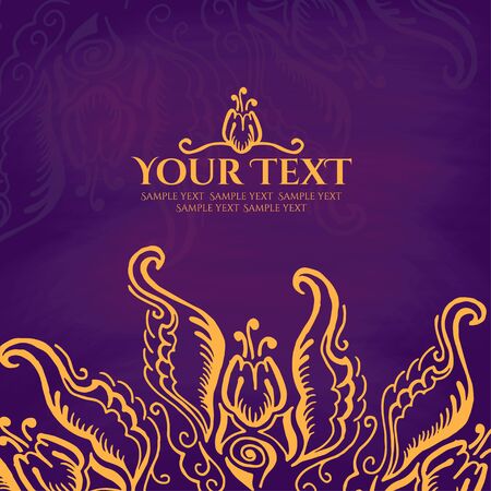 Vintage Congratulations card with lace ornament. Vector illustration.のイラスト素材