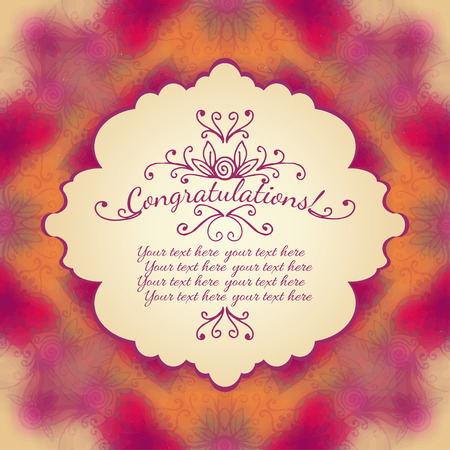 Congratulations Text on Blurred background with floral ornament. Vector illustration.のイラスト素材