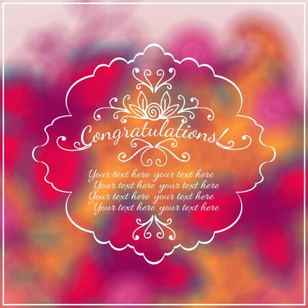 Congratulations Text on Blurred background with floral ornament. Vector illustration.のイラスト素材