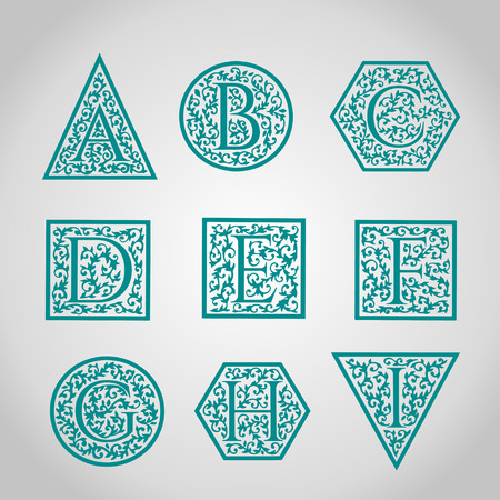 Set of Logo designs. Artistically Drawn, Stylized, Vintage Floral Vector illustration.のイラスト素材