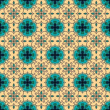 Colorful Moroccan tiles ornaments. Can be used for wallpaper, pattern fills, web page background, surface textures. Vector illustrationのイラスト素材