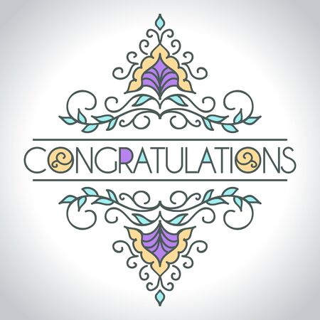Vector card with floral ornament design. Congratulations cardのイラスト素材