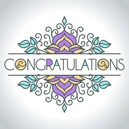 Vector card with floral ornament design. Congratulations cardのイラスト素材