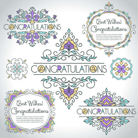 Vector card with floral ornament design. Congratulations cardのイラスト素材