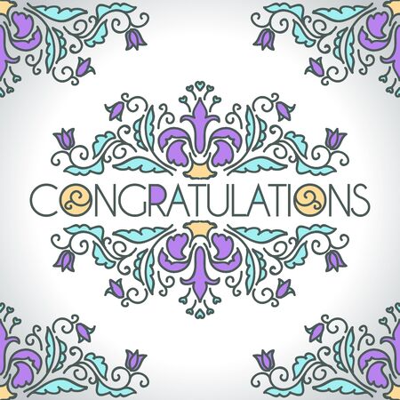 Vector card with floral ornament design. Congratulations cardのイラスト素材