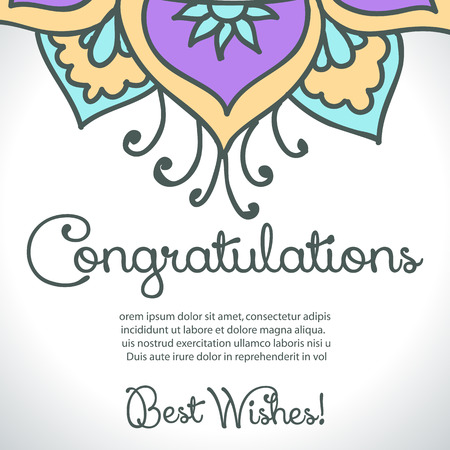 Vector card with floral ornament design. Congratulations cardのイラスト素材