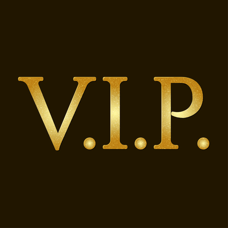 Gold VIP lettering on dark background. Vector illustrationのイラスト素材