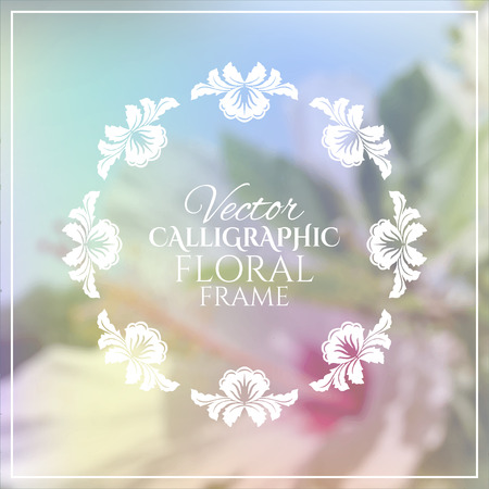 Calligraphic vintage frame with flowers. Vector illustrationのイラスト素材