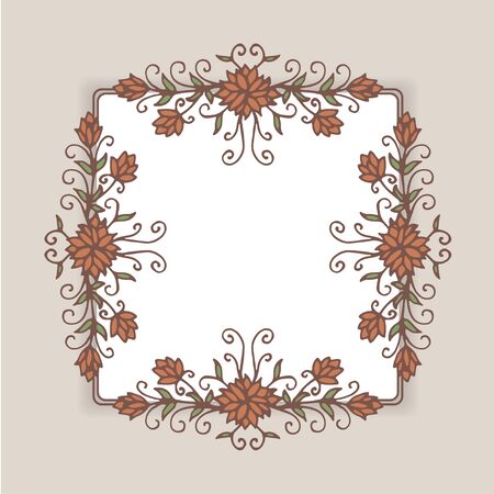 Calligraphic vintage frame with flowers. Vector illustrationのイラスト素材