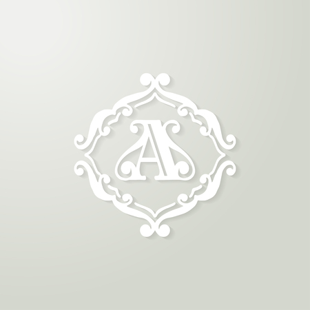 Logo template flourishes calligraphic elegant ornament lines. Business sign, identity for Restaurant, Royalty, Boutique, Cafe, Hotel, Heraldic, Jewelry, Fashion and otherのイラスト素材