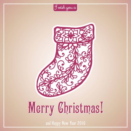 Merry Christmas lettering. Congratulations card. Vector illustrationのイラスト素材