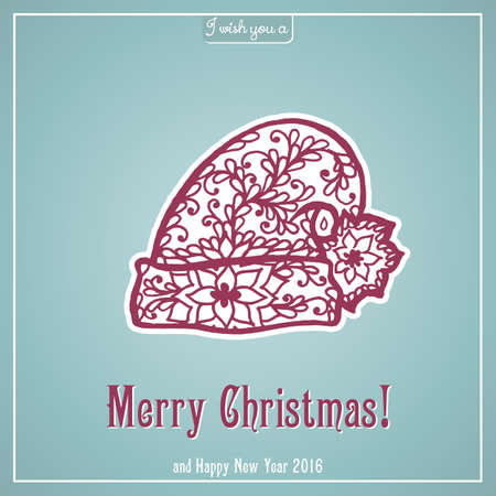 Merry Christmas lettering. Congratulations card. Vector illustrationのイラスト素材