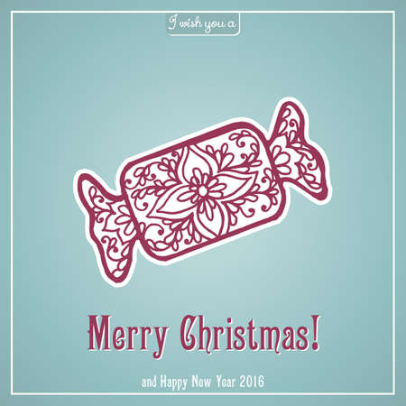 Merry Christmas lettering. Congratulations card. Vector illustrationのイラスト素材