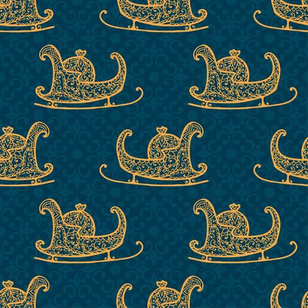 Christmas collection. Set of seamless with icons of mandala ornament. illustrationのイラスト素材