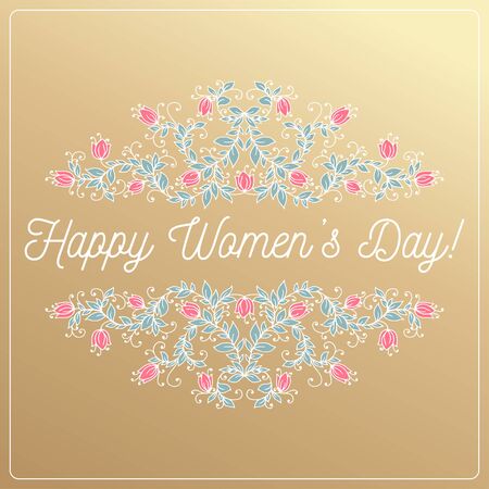 8 march hand drawing floral card. Vector illustrationのイラスト素材