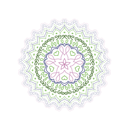 Mandala. Gold round ornament pattern on black background.のイラスト素材