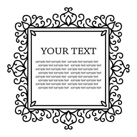 Vintage calligraphic template floral frame. Vector illustrationのイラスト素材
