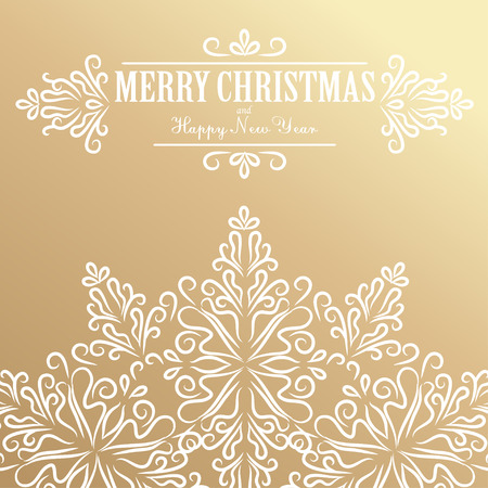Merry Christmas and Happy New Year. Golden Congratulations card. Vector illustrationのイラスト素材