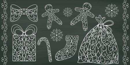 Christmas collection of hand drawing design elements.のイラスト素材