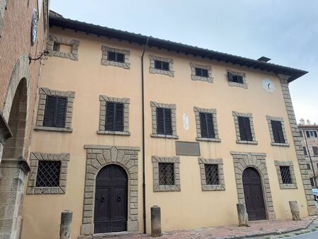 Bolgheri, Livorno, Italy, August 23, 2019. The Bolgheri Castle, architectural details of the building, view from Teresa Square.のeditorial素材