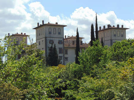 Montelupo Fiorentino, Tuscany, Italy, April 27th, 2019. Villa L'Ambrogiana-Villa Medicea dell'Ambrogiana. View from Ambrogiana Park in spring. Architecture and landmark of Tuscany.のeditorial素材