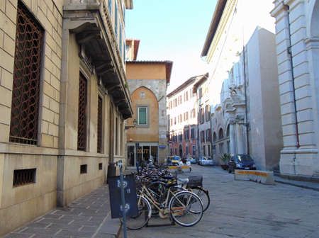 Pisa Tuscany Italy. January 7th, 2019. Cozy street of the historic center. Architecture and landmark of Pisa.のeditorial素材