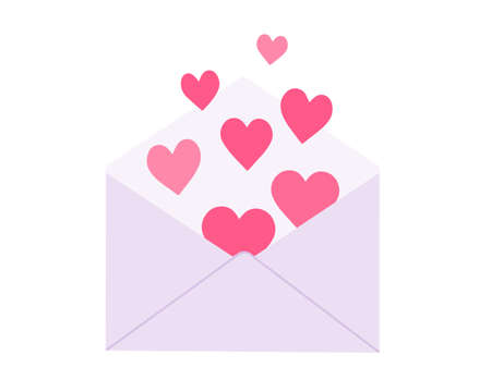 Lilac envelope with hearts. Symbol of Valentine's Day. design element. vectorのイラスト素材