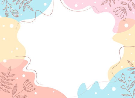 Background with floral pattern in pastel colors with place to copy design templates of greeting card or cover. Template for social networksのイラスト素材